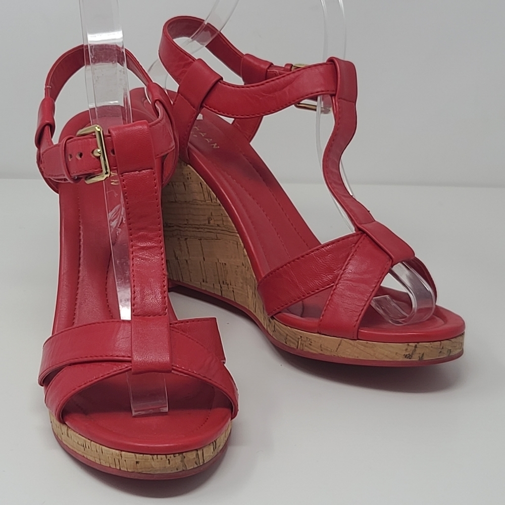 Cole Haan Red Wedge Sandals Women's 9.5